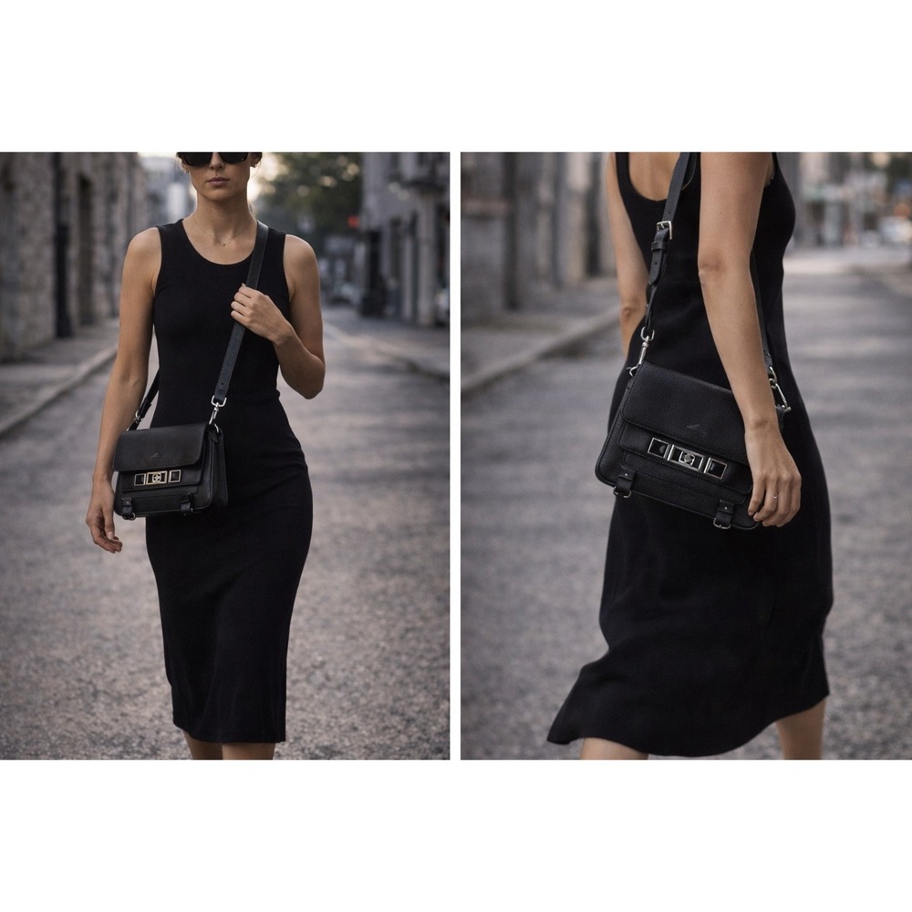 Proenza Schouler Leather Messenger Bag Womens Black Good Silver Hardware